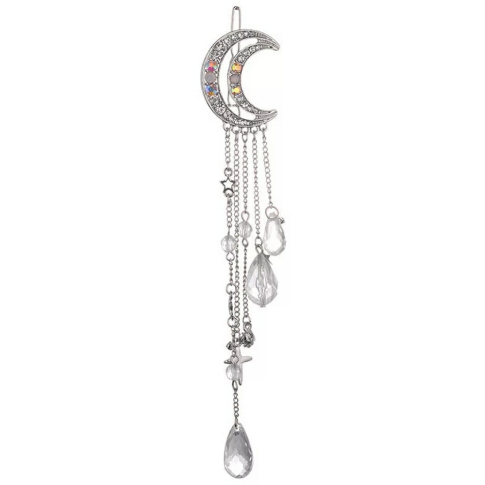 Crescent Moon Rhinestone Hair Clip - Picture 6 of 8
